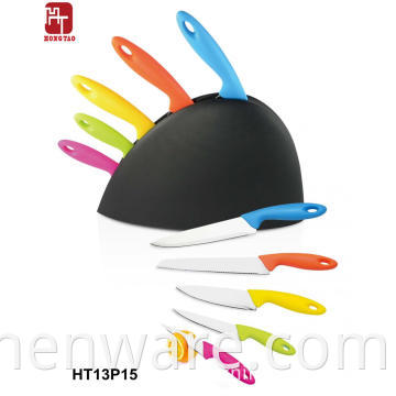 knife set with plastic block